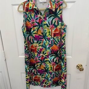 Pappagallo Colorful Tropical Zip Dress
